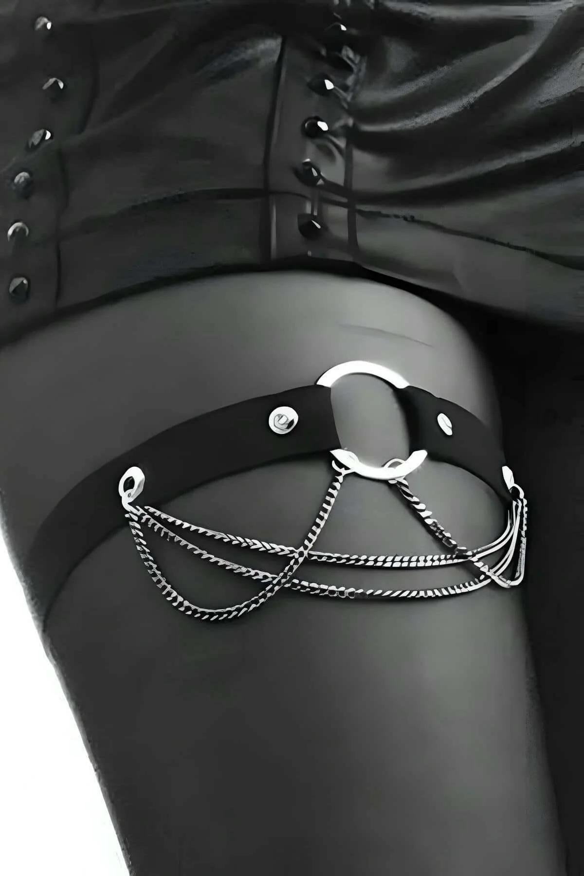 Garter Harness with Silver Chain Draping