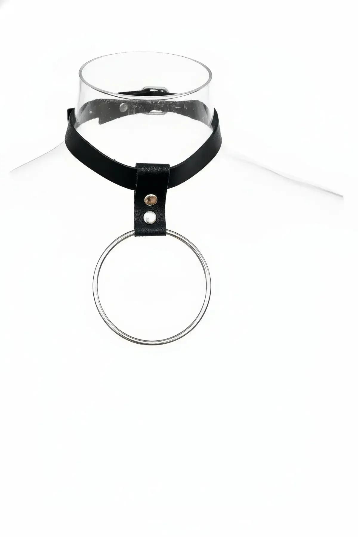 O-Ring Choker with Adjustable Faux Leather Strap