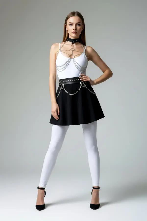 Faux Leather Choker, Body Chain & O-Ring Belt Set