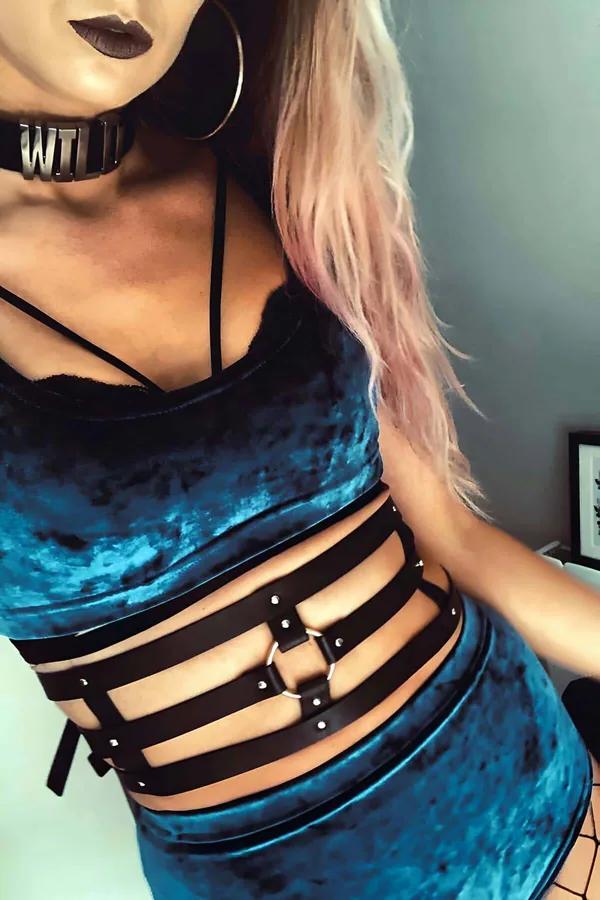 Strappy Waist Harness Belt with Stud Details