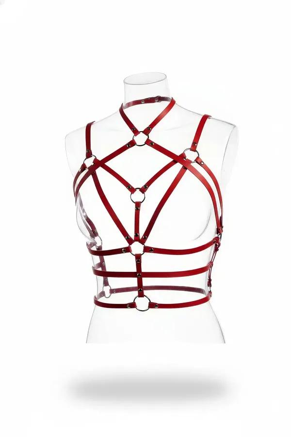 Caged Body Harness with Choker and Multi O-Rings