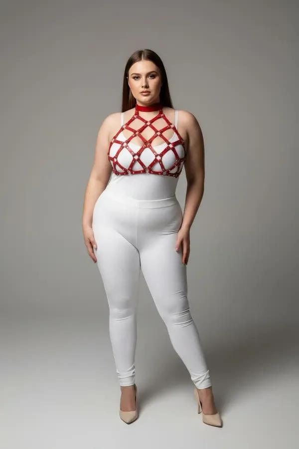 Red Geometric Cage Halter Harness