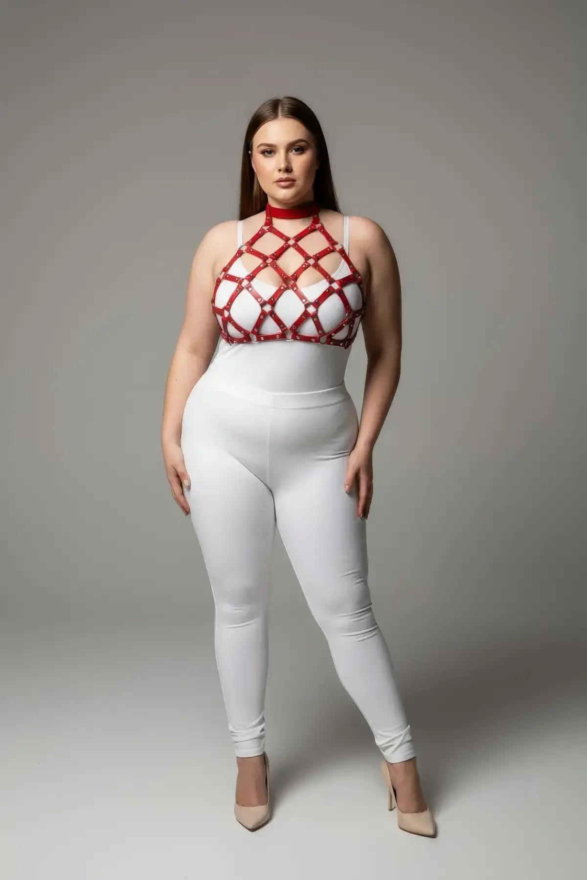 Red Geometric Cage Halter Harness