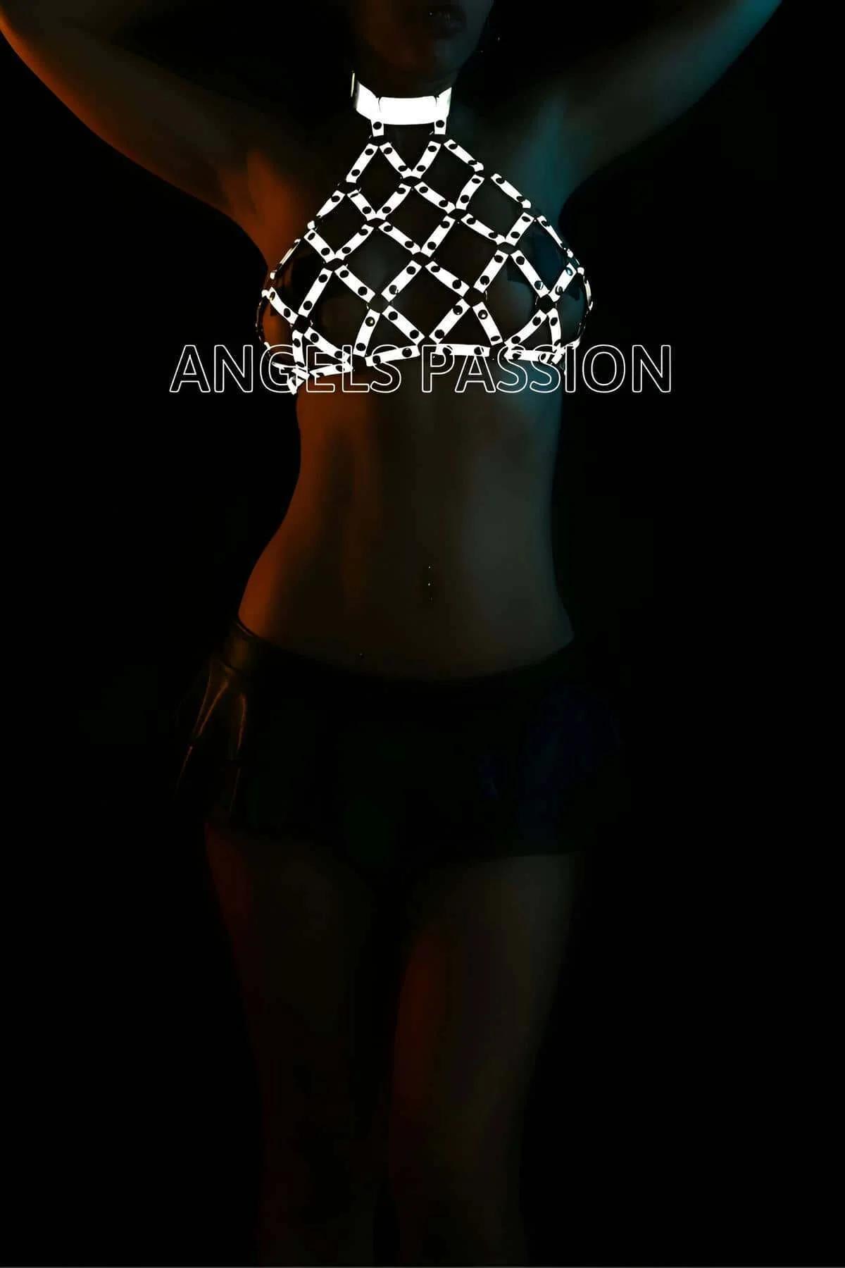 Reflective Chainmail Halter Top Harness