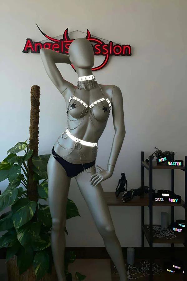 Reflective Chain Body Harness with Choker