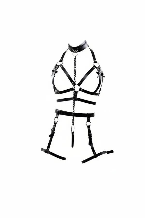 Full Body Harness with Chain and Garter Straps