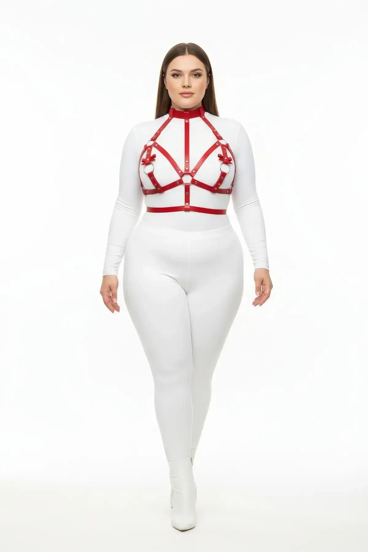 Red Strappy Harness with O-Ring Detail