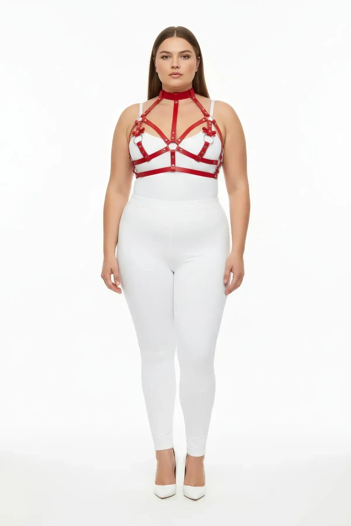 Red Strappy Harness with O-Ring Detail