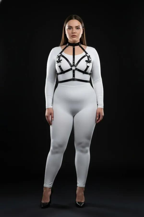 Strappy Black Harness with Choker Neck Collar