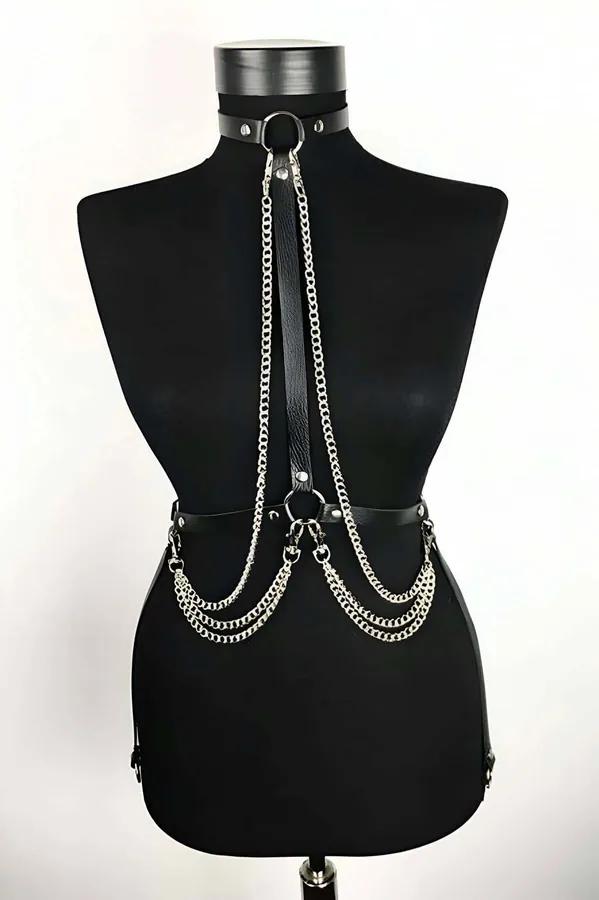 Choker Body Harness with Layered Chains