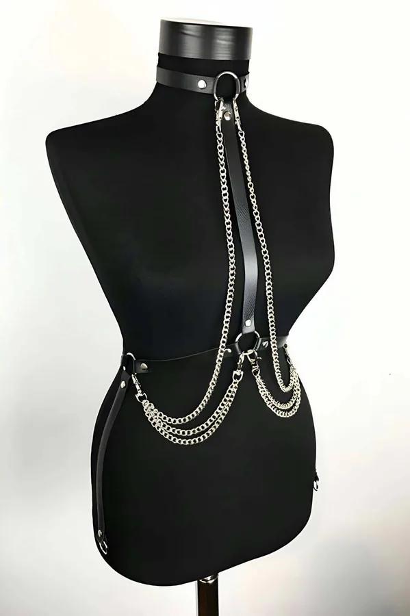 Choker Body Harness with Layered Chains
