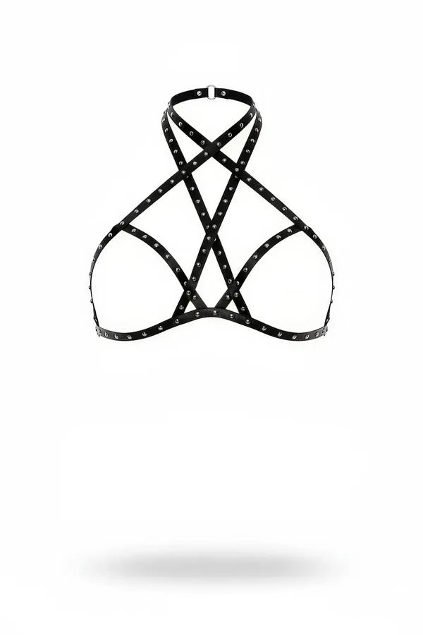 Studded Halter Neck Chest Harness Bra Top