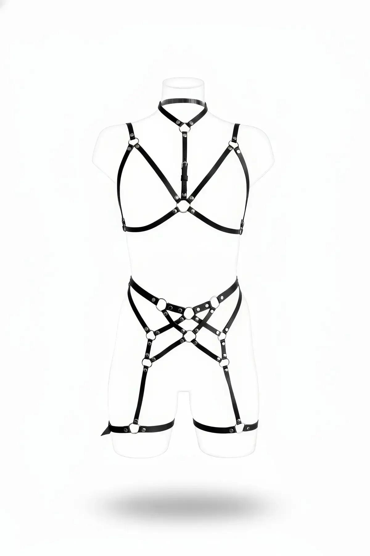 Full Body Harness Set with O-Ring Details and Leg Garters