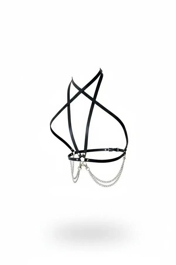 Draped Chain Chest Harness with Adjustable Faux Leather Straps