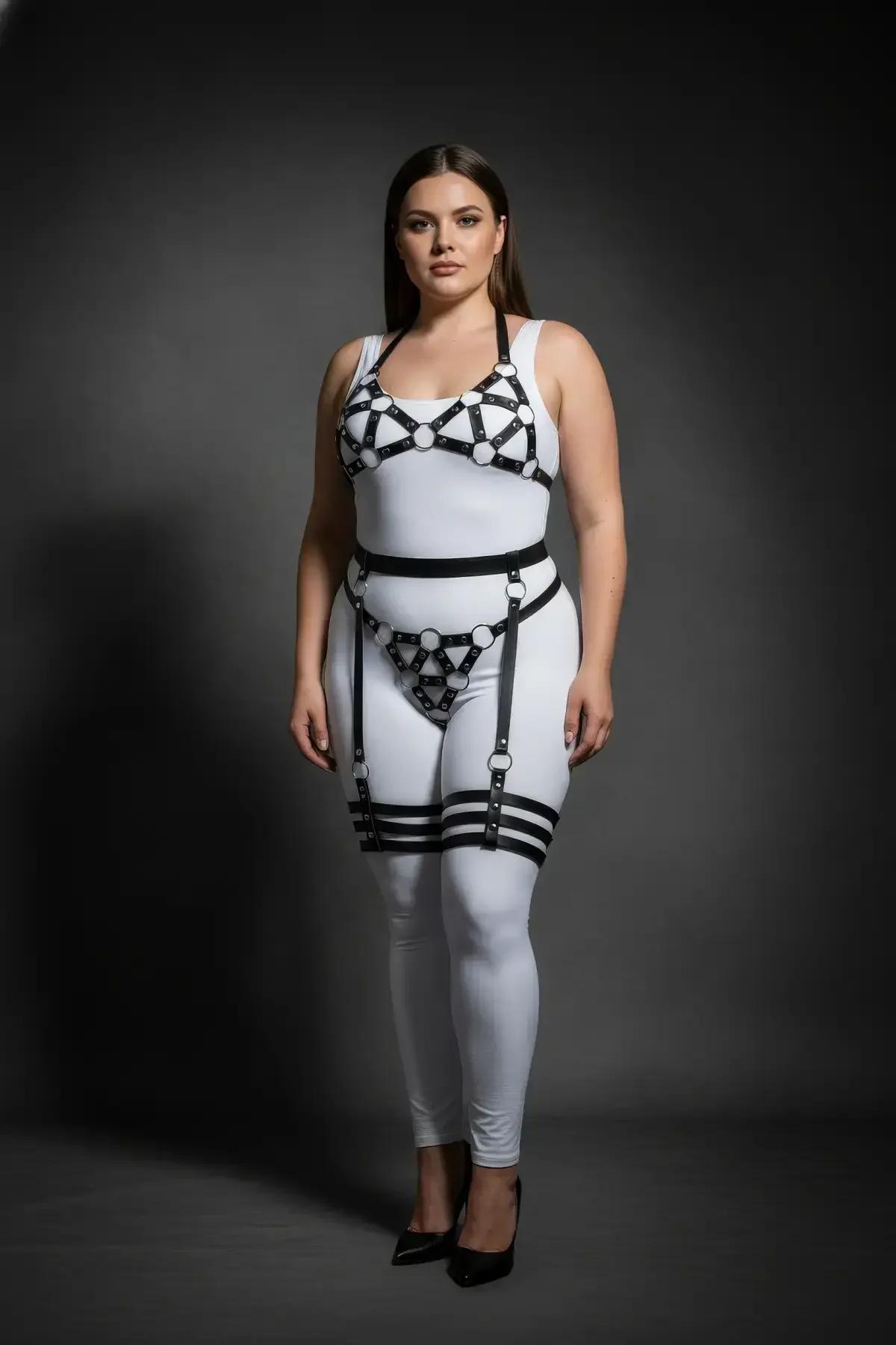 Geometric O-Ring Harness Set with Detachable Garter Straps