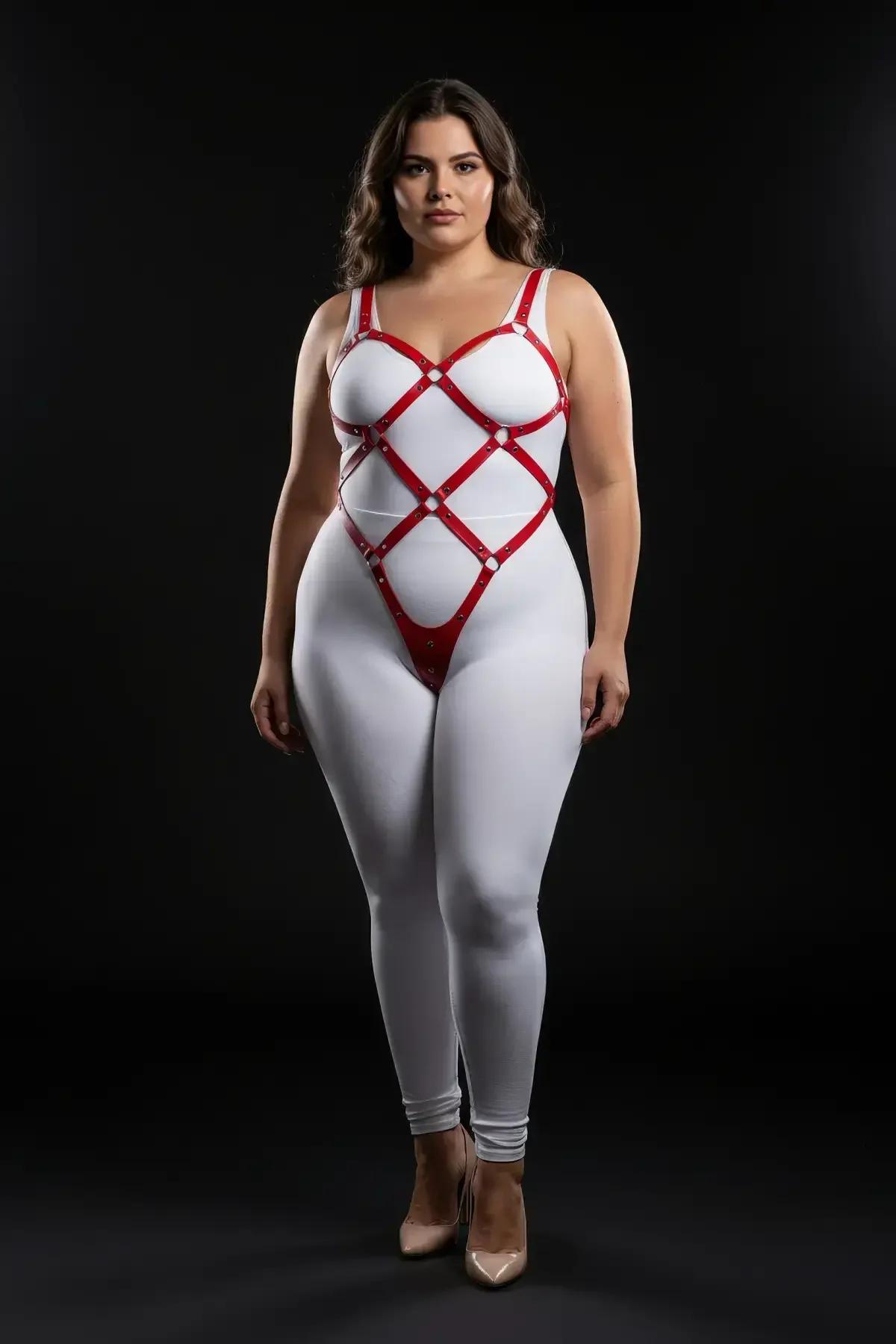 Red Full Body Harness with O-Ring Straps