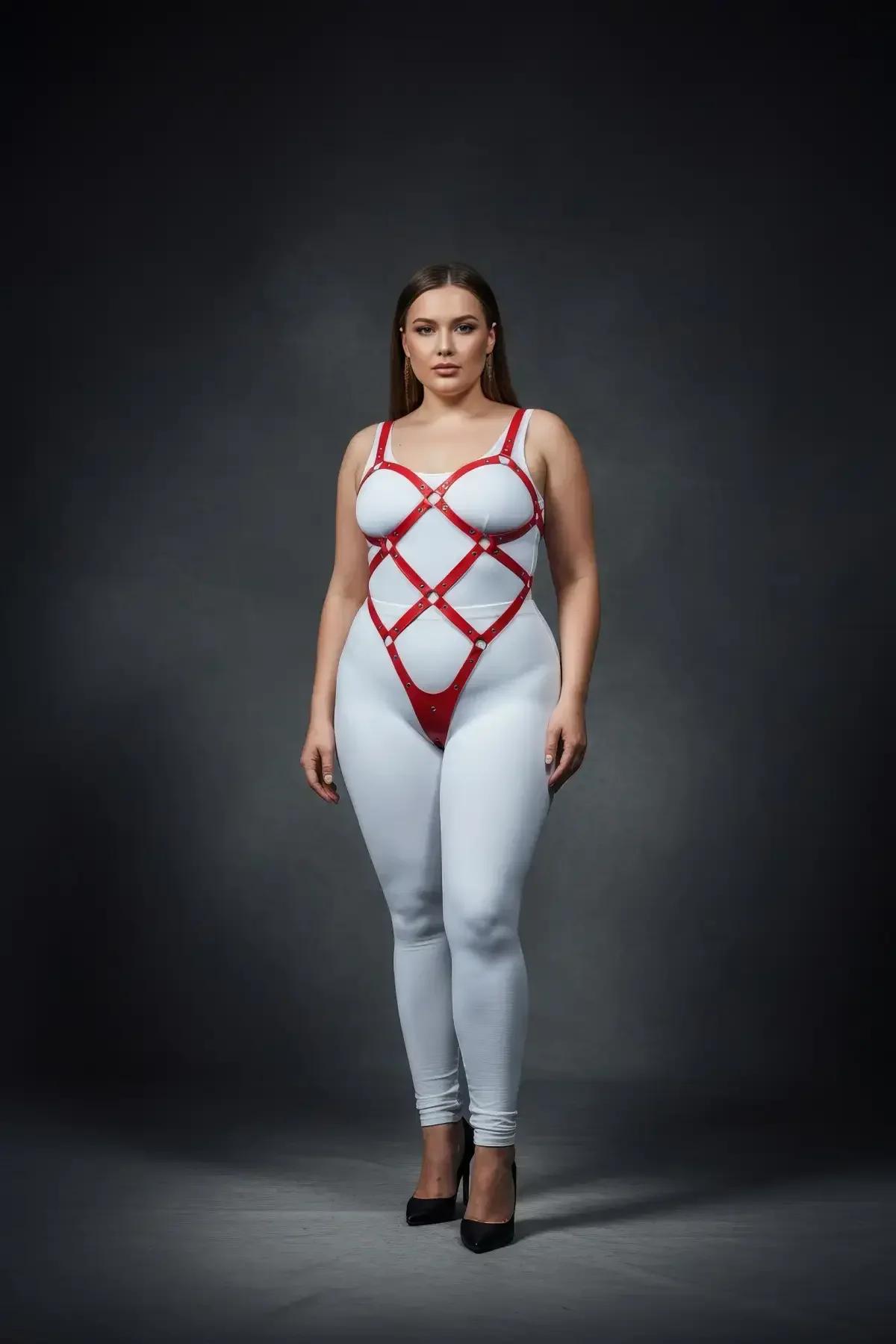 Red Full Body Harness with O-Ring Straps