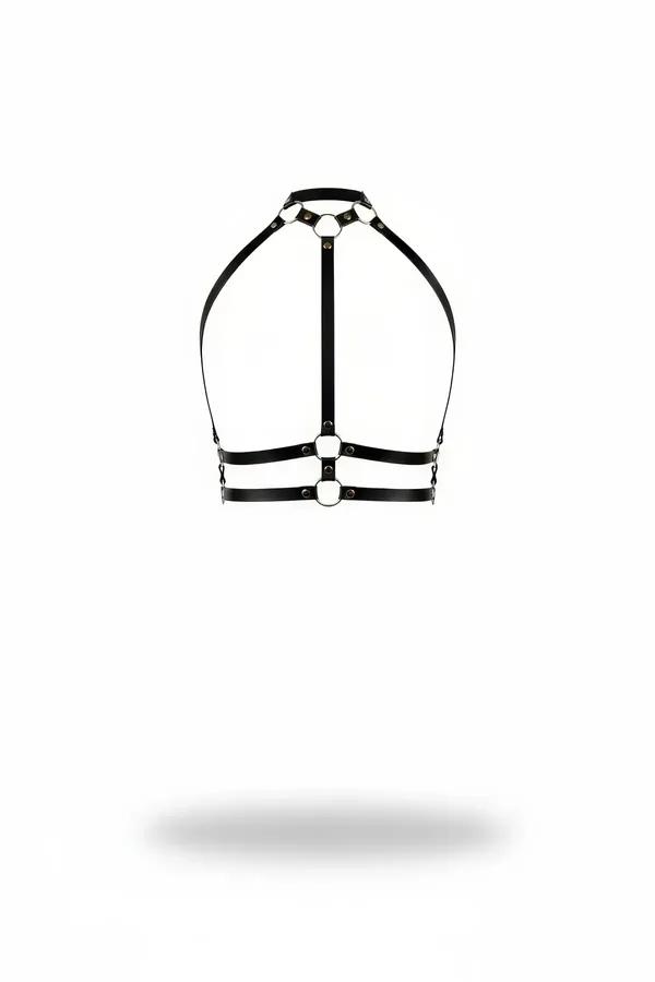 Halter Neck O-Ring Chest Harness with Dual Underbust Straps