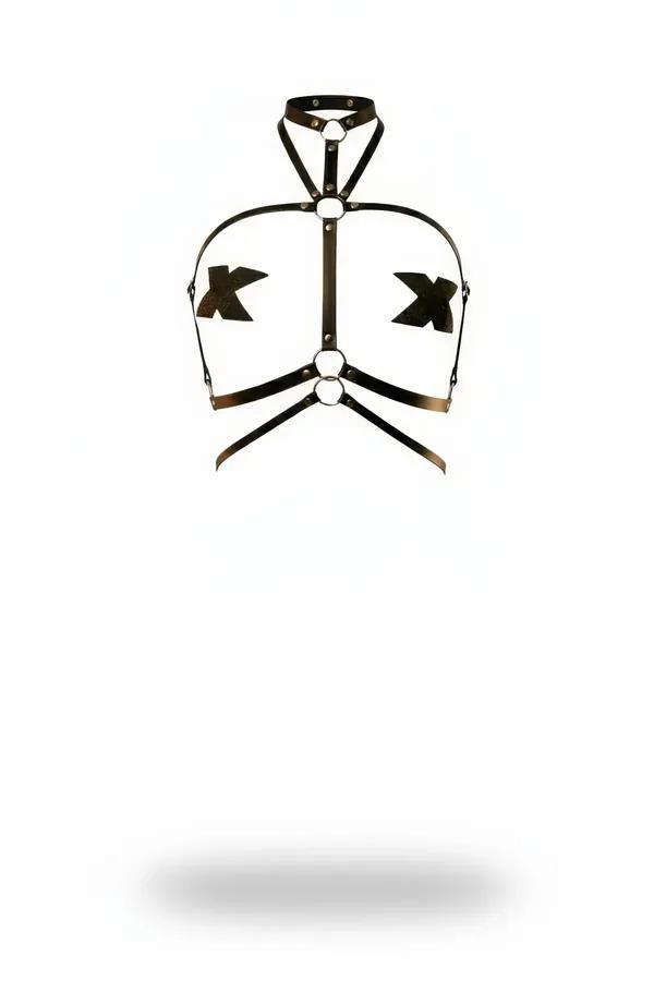 Strappy Harness with X-Bust Detail and Adjustable O-Rings