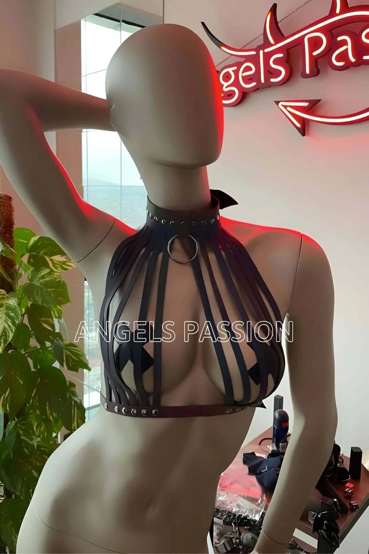 Reflective Rainbow Harness with Choker Detail