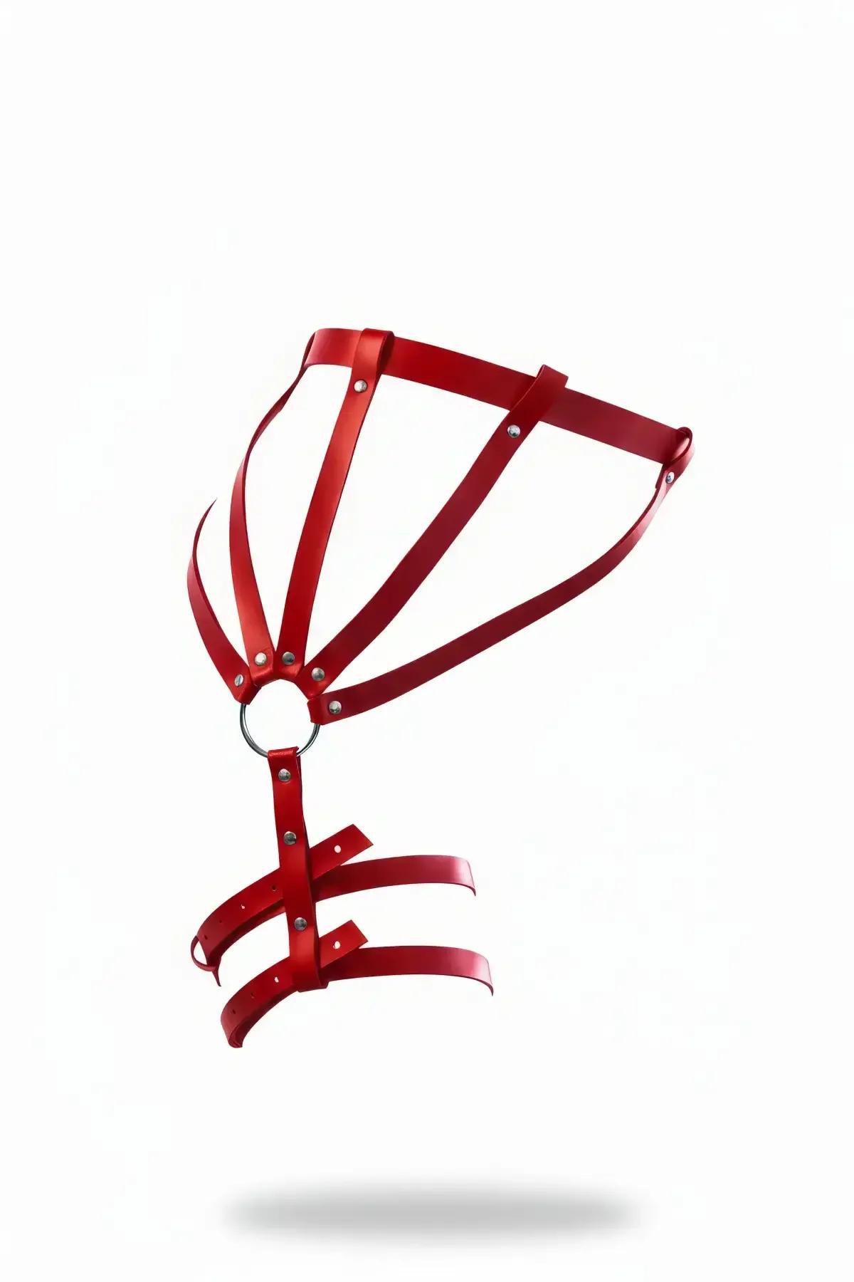 Faux Leather Caged Hip Garter with O-Ring Detail