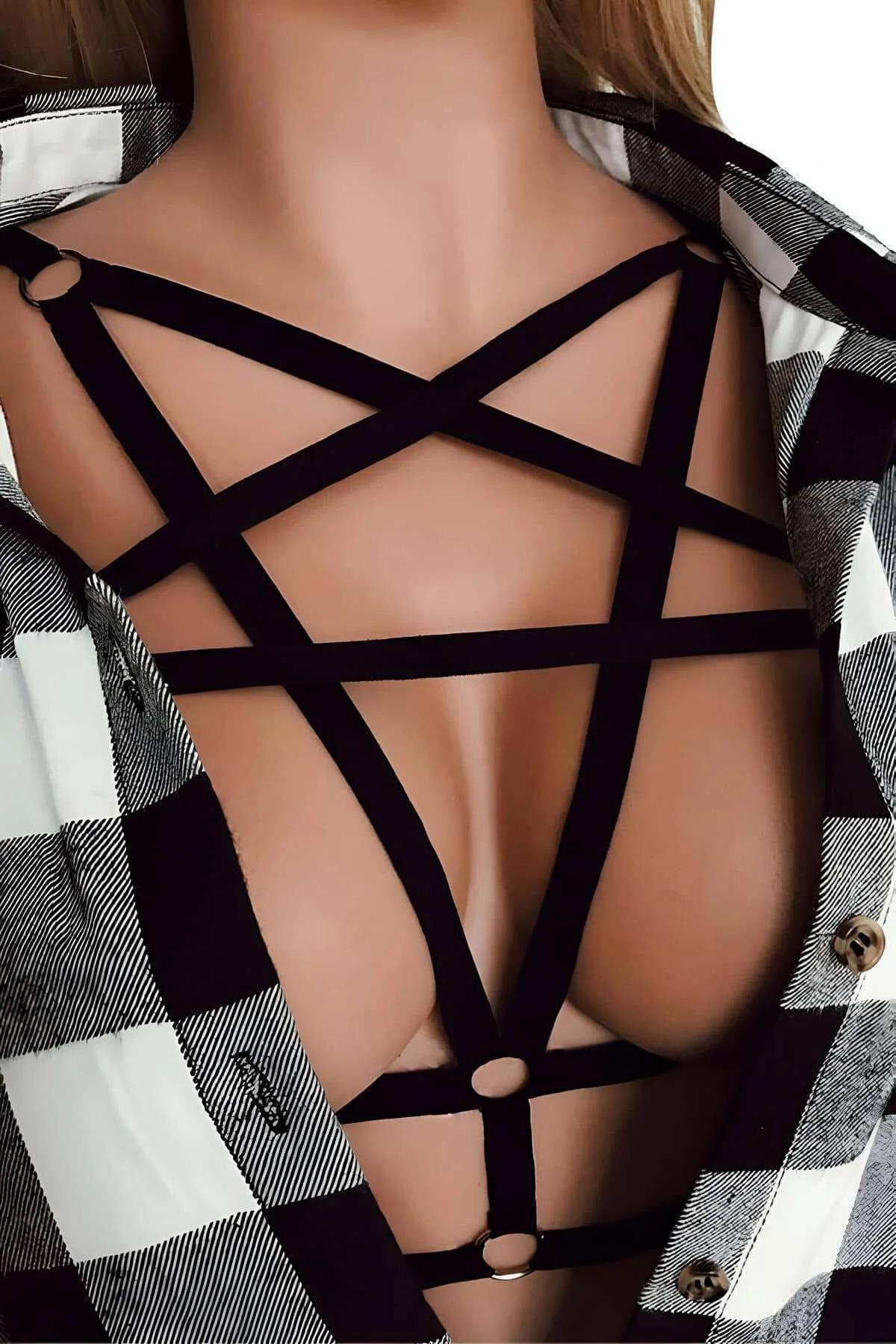Black Pentagram Harness with O-Ring Accents