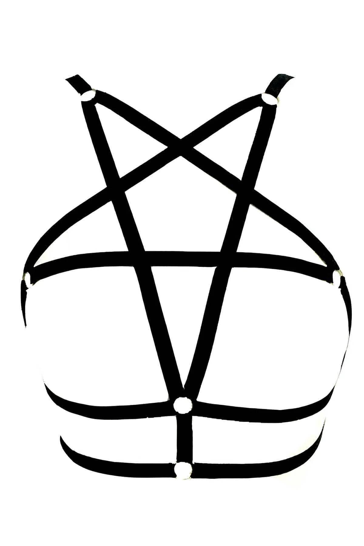 Black Pentagram Harness with O-Ring Accents