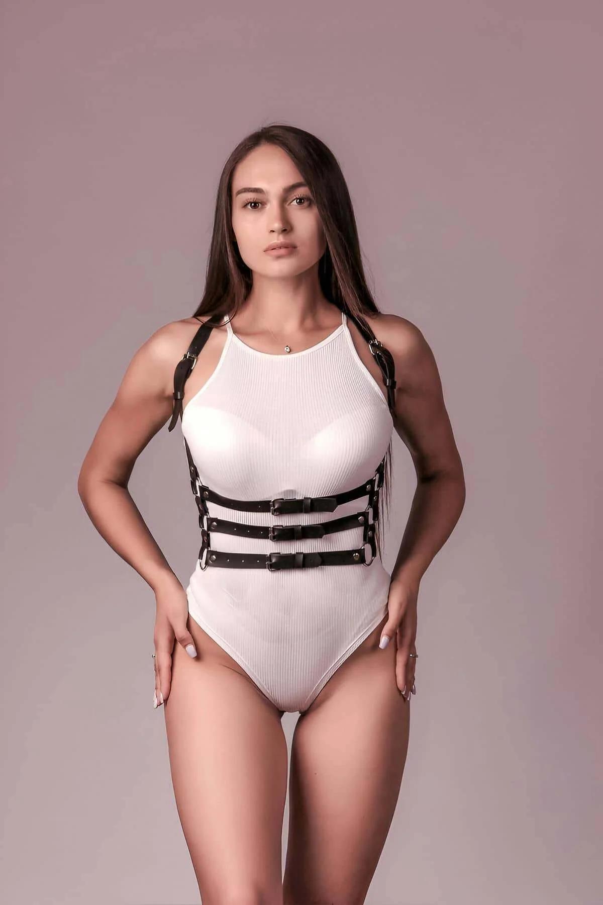 Adjustable Faux Leather 3-Strap Body Harness