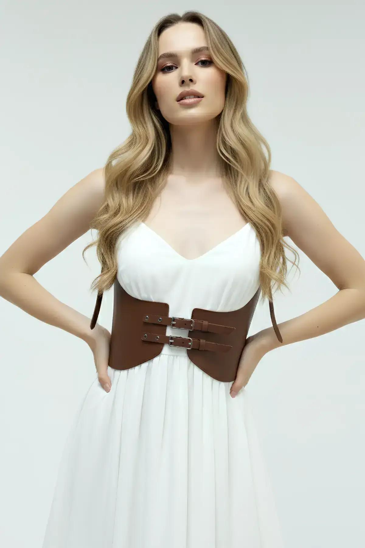 Wide Faux Leather Underbust Waist Cinch Belt