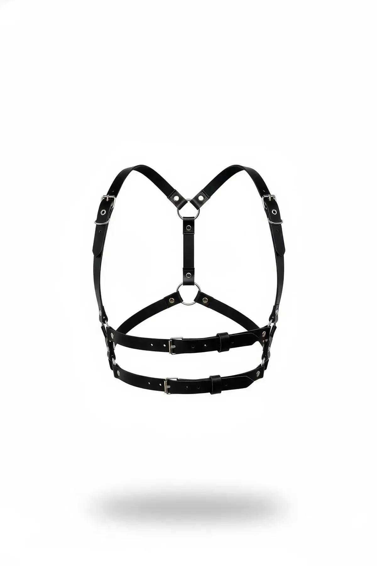 Double-Strap Chest Harness with O-Ring & Buckle Details