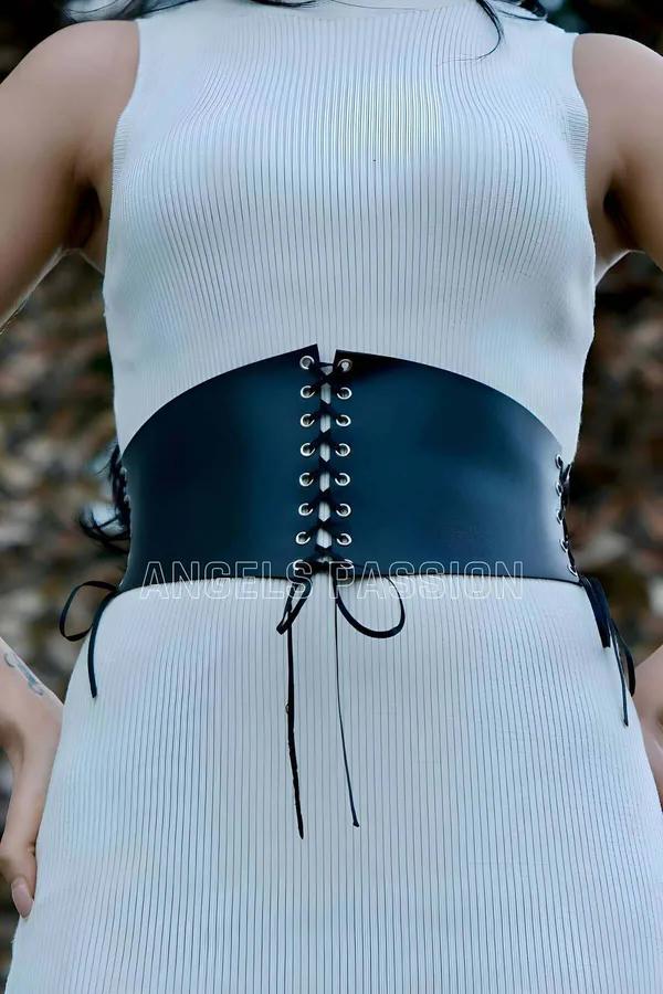 Lace-Up Faux Leather Corset Belt