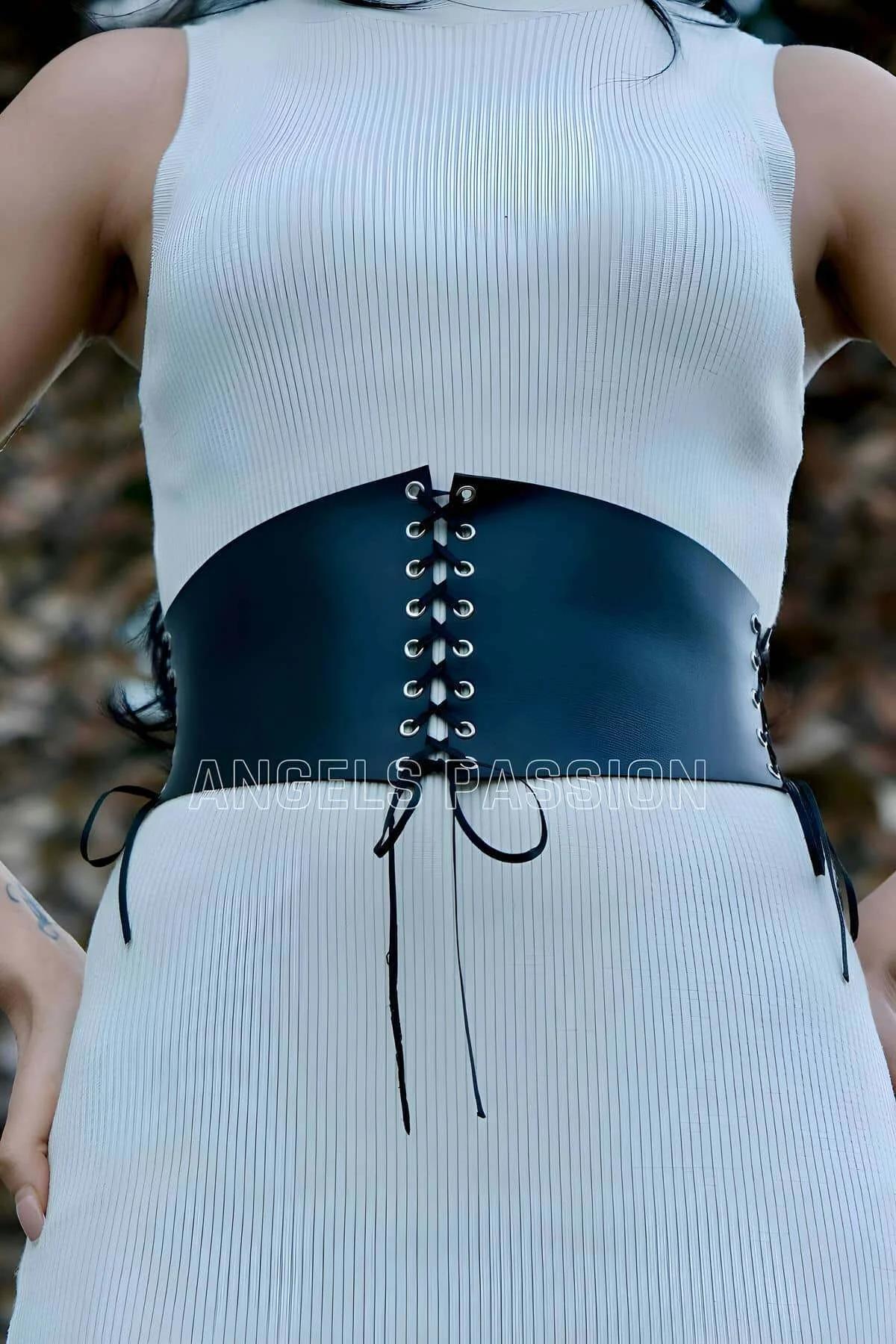 Lace-Up Faux Leather Corset Belt