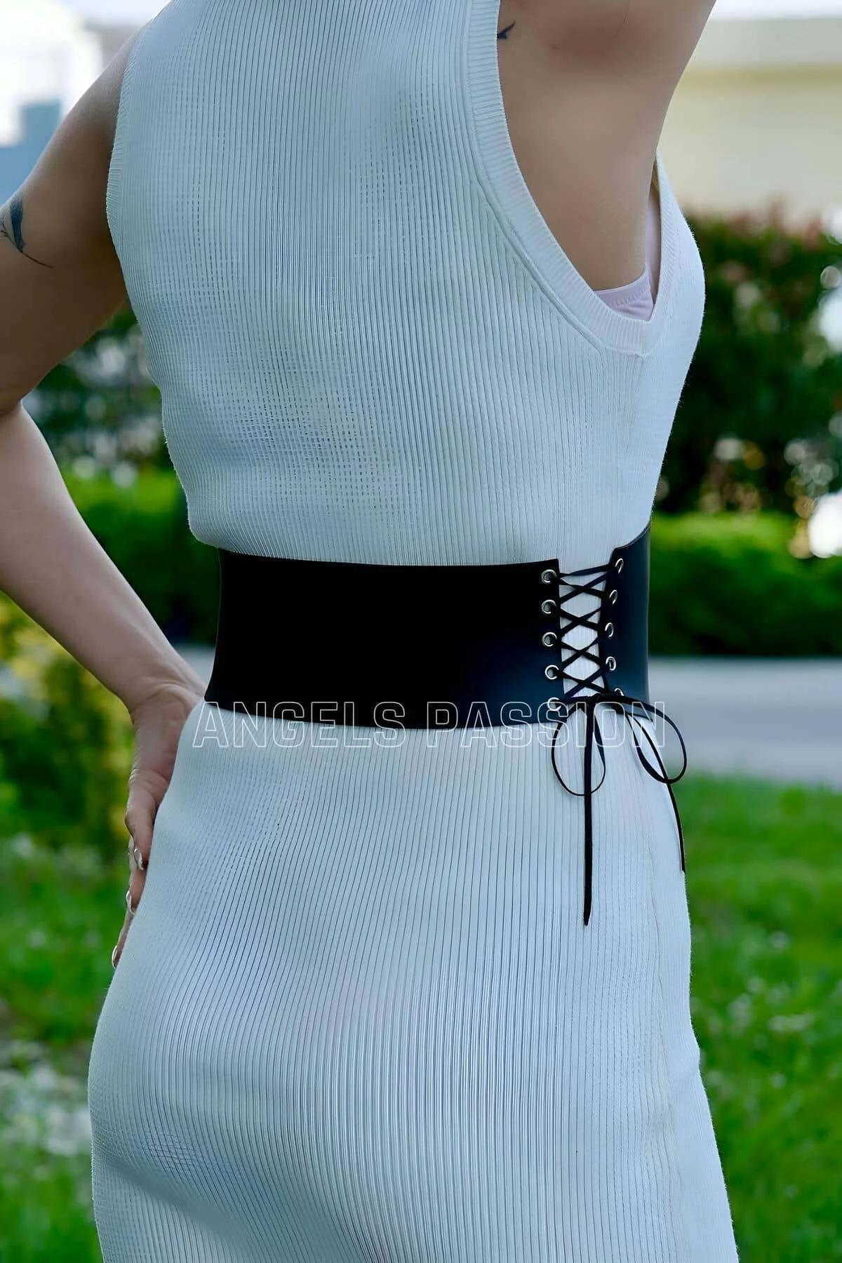 Lace-Up Faux Leather Corset Belt