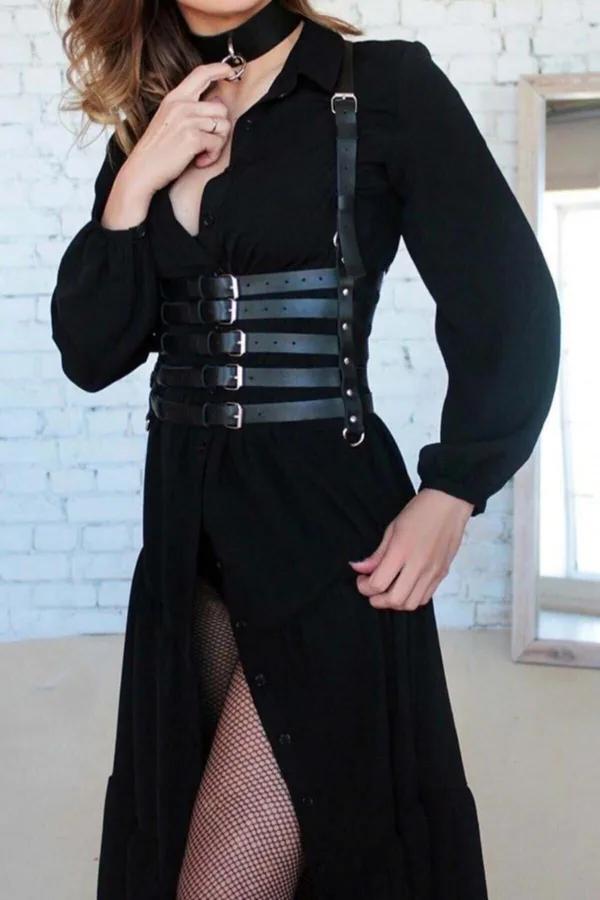 Multi-Strap Corset Body Harness with Choker