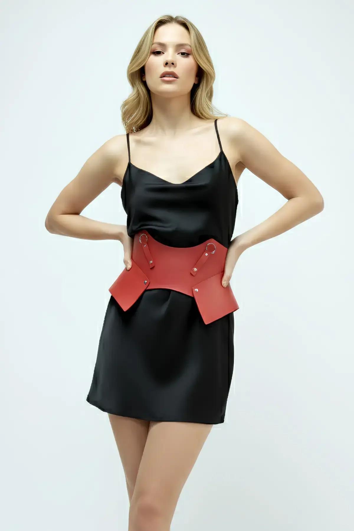 Faux Leather Corset Waist Cincher with Studs
