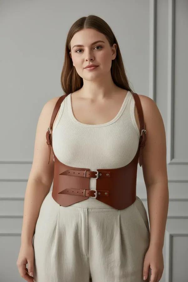 Underbust Harness Waist Belt with Shoulder Straps