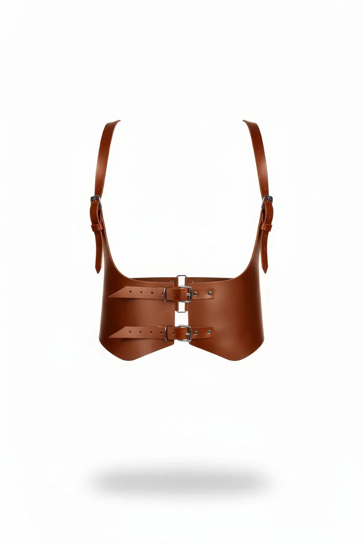 Wide Panel Vegan Leather Underbust Harness Top