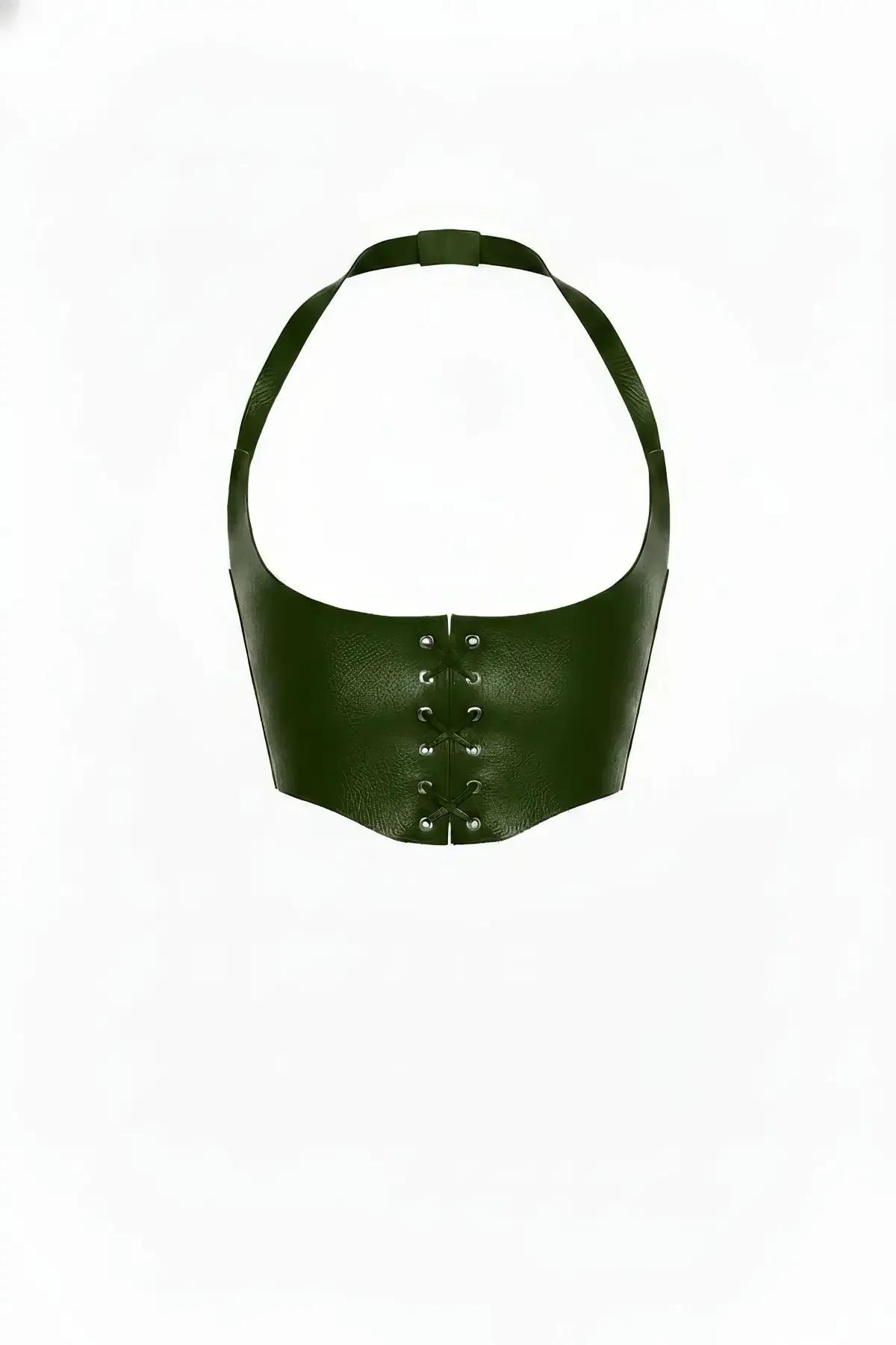 Halter Neck Underbust Corset with Front Lace-Up