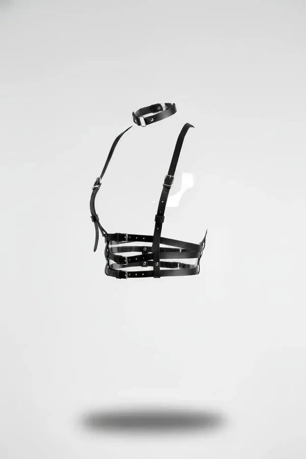 Multi-Strap Faux Leather Body Harness with Choker Set
