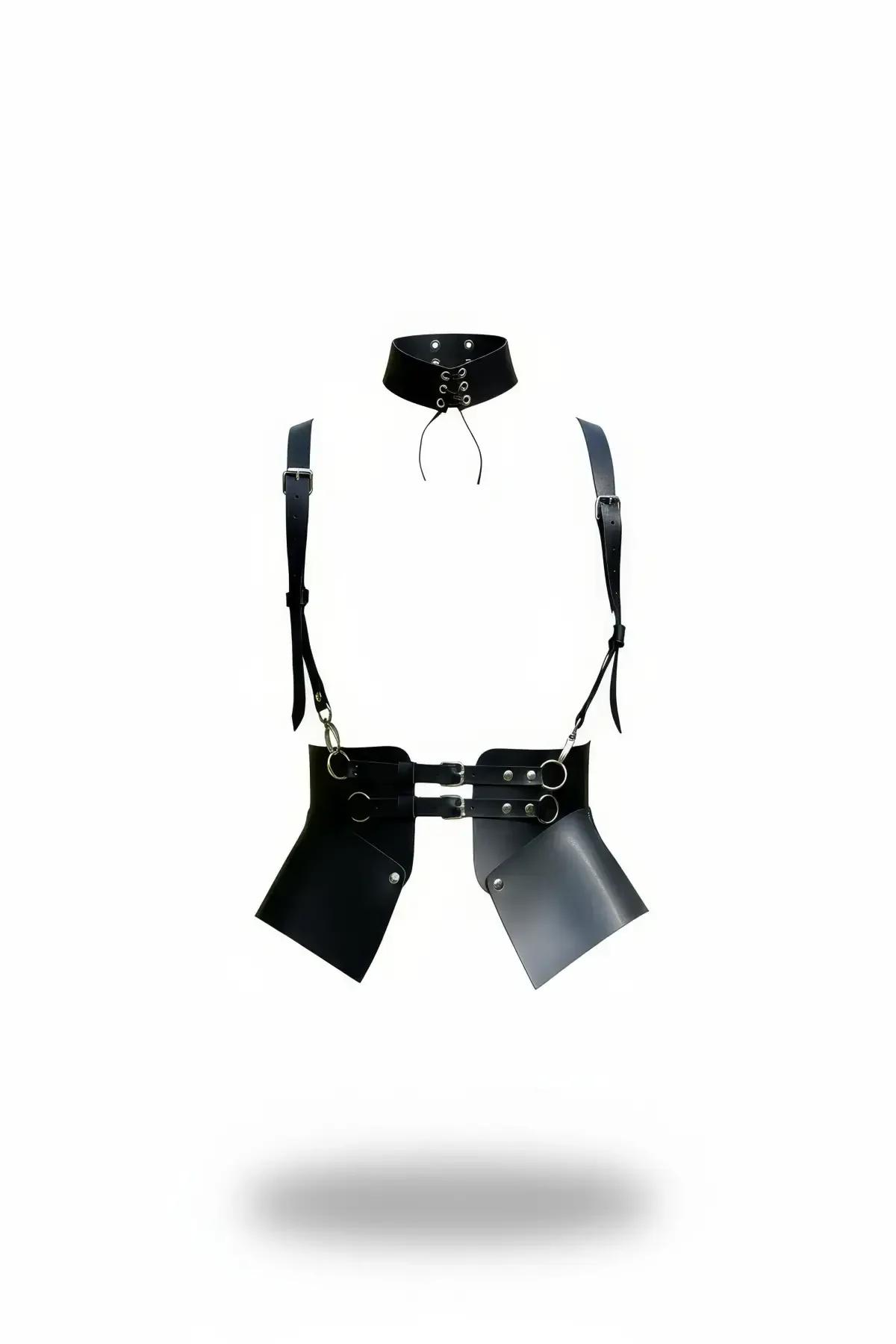 Choker Harness with Detachable Skirt Panels & Waist Belt