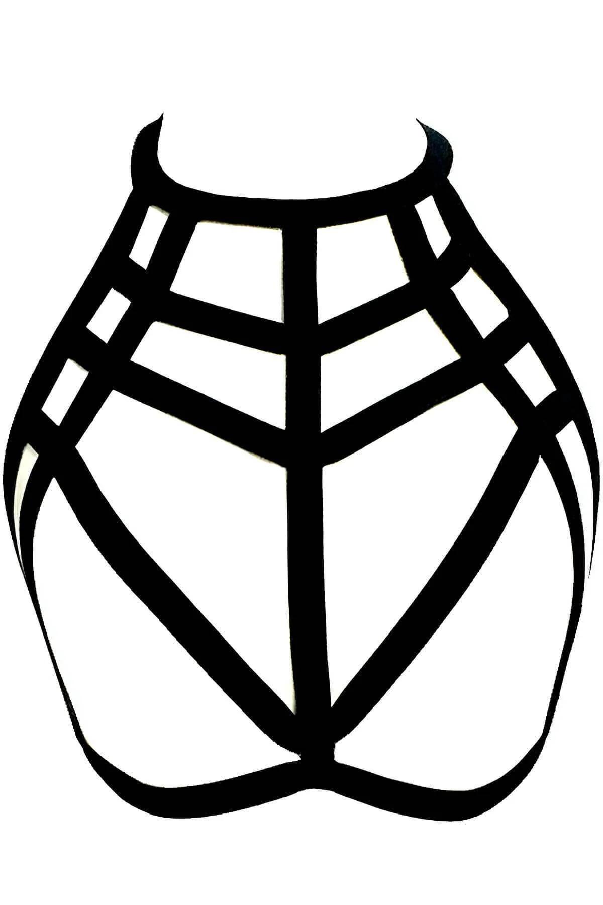 Geometric Strappy Chest Harness Black