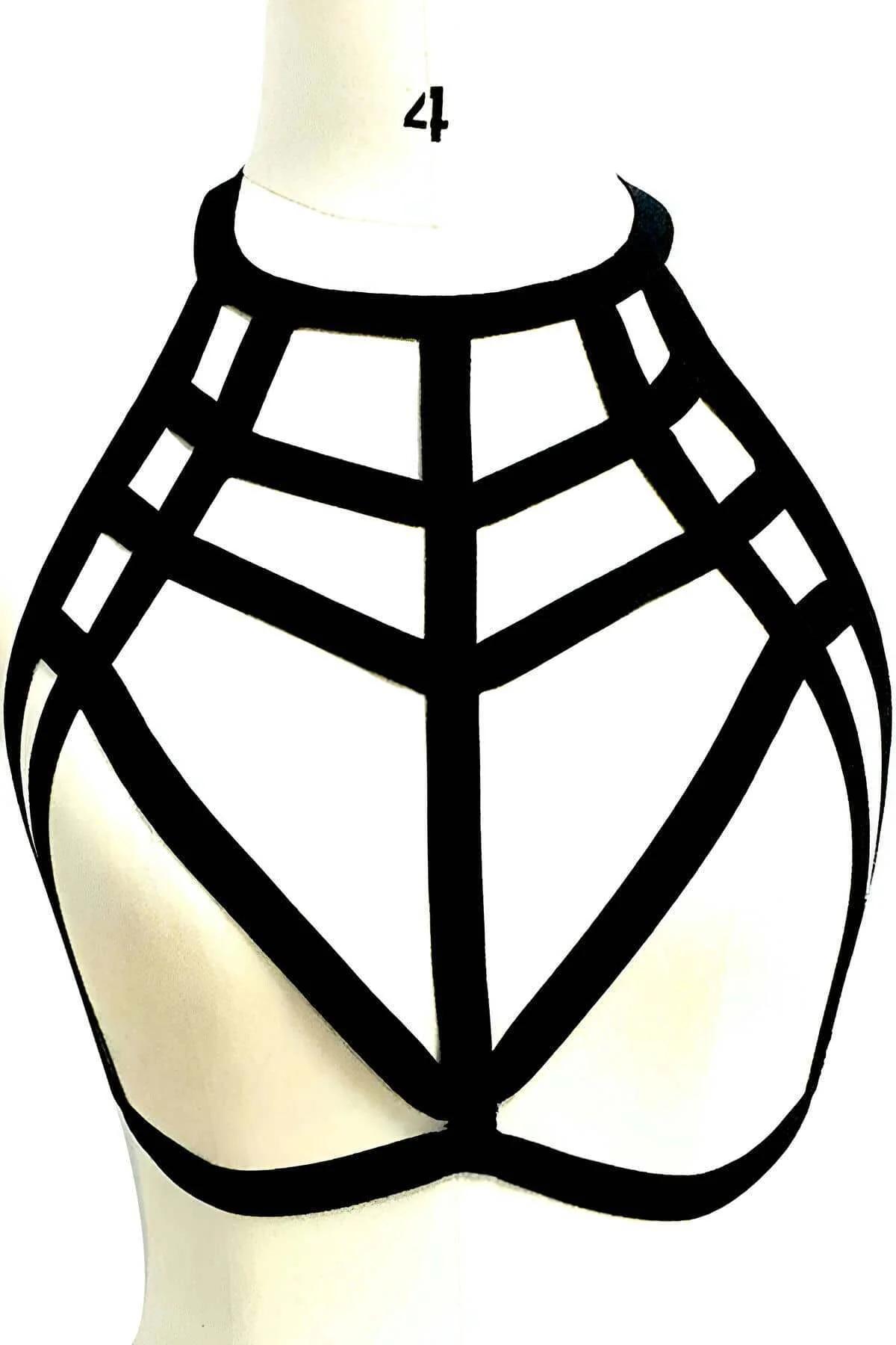 Geometric Strappy Chest Harness Black