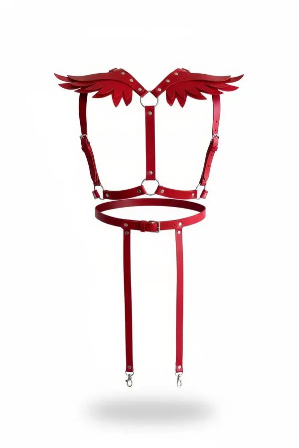 Winged Faux Leather Body Harness with Detachable Thigh Straps