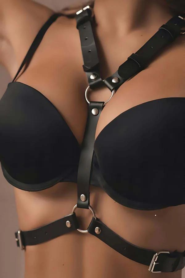 Black Angel Wing Body Harness with O-Ring