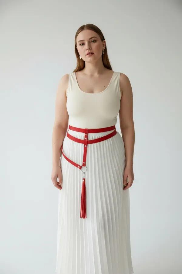 Red Waist Harness with Detachable Tassel Thigh Straps