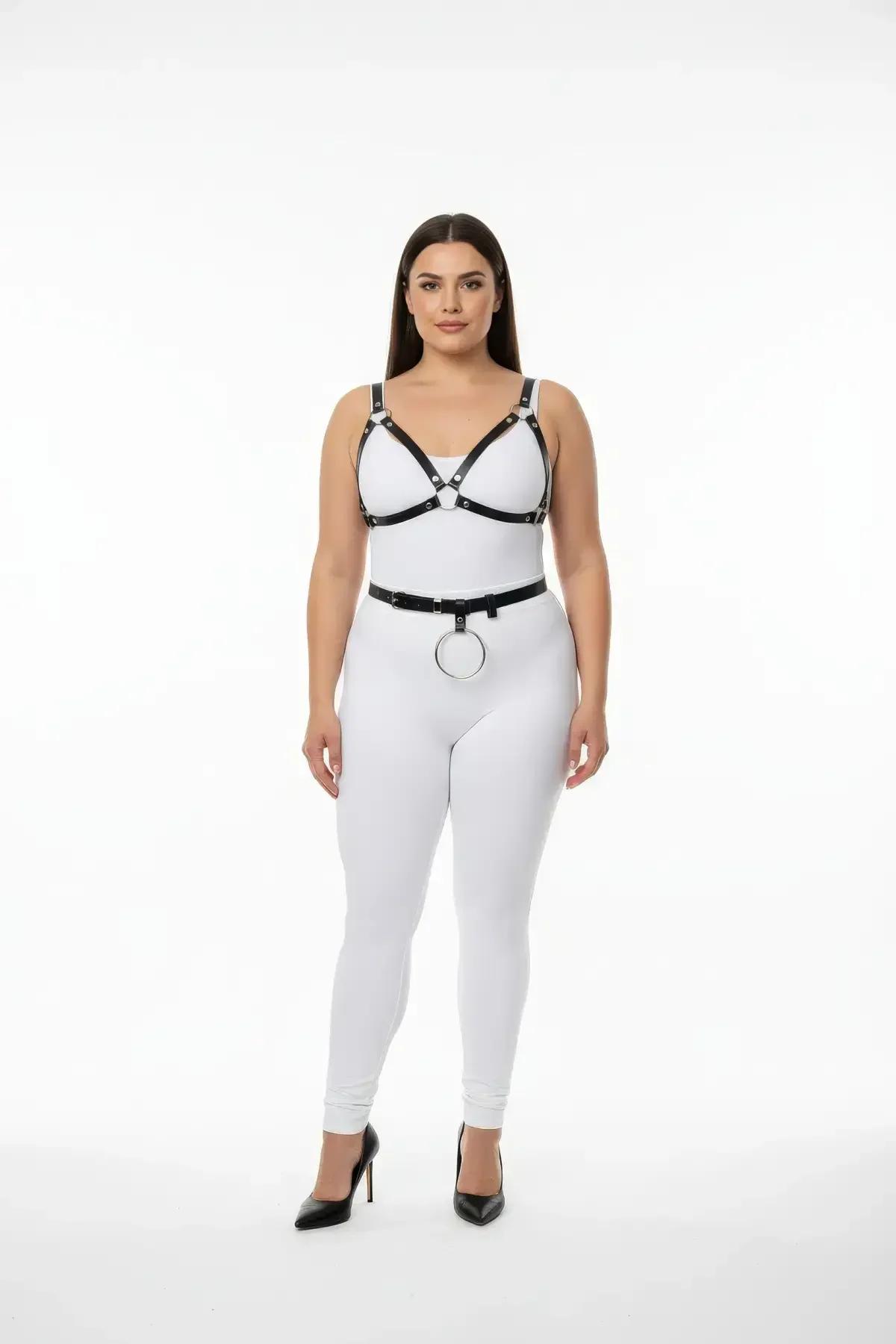 Adjustable Harness Bra and Waist Belt Set with O-Ring