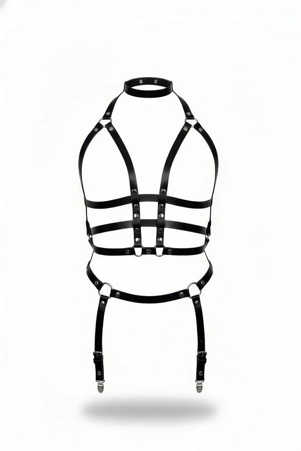 Full Body Harness with Halter Choker and Garter Straps