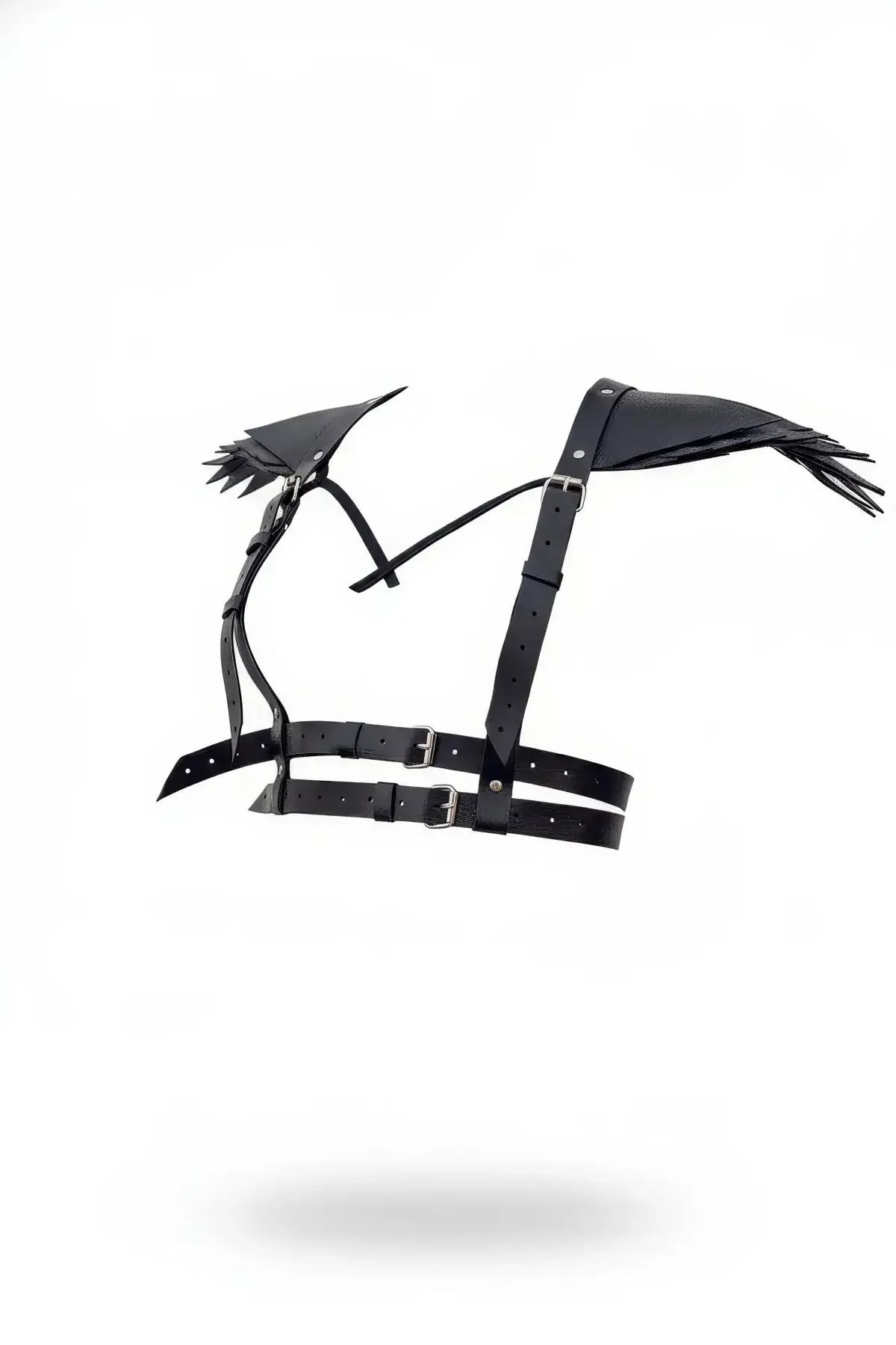 Winged Shoulder Accent Faux Leather Harness