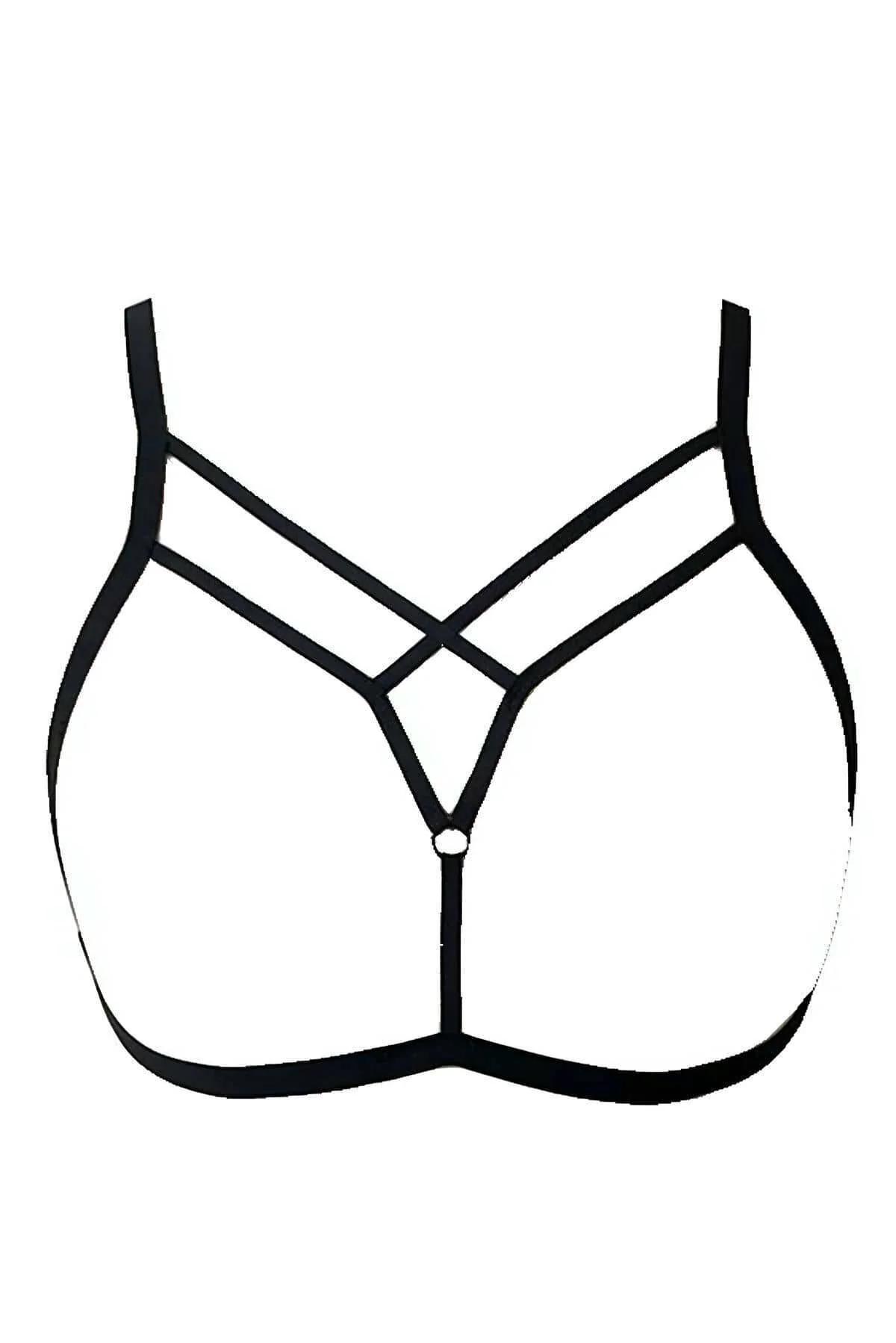 Strappy V-Neck Body Harness with O-Ring Accent