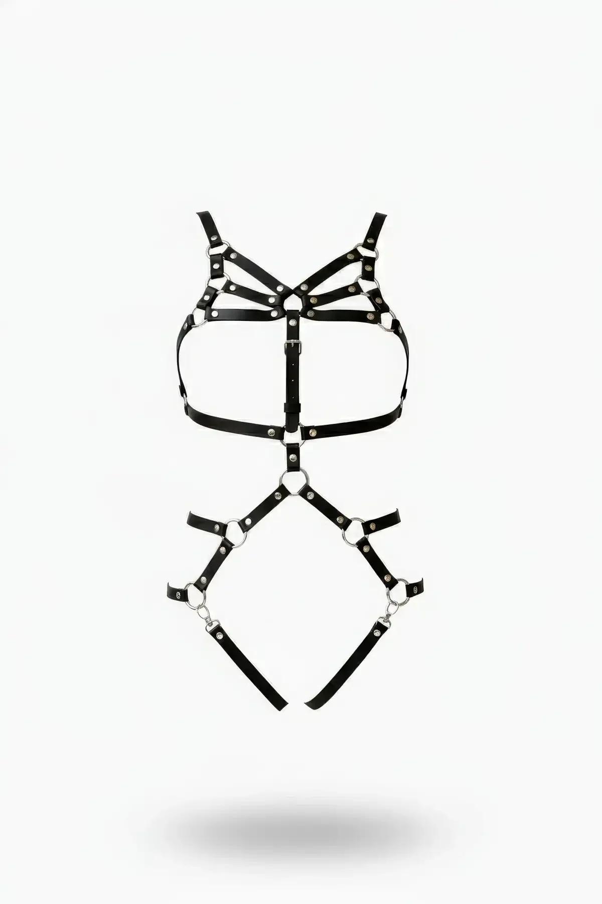 Strappy Full Body Harness with O-Ring Accents